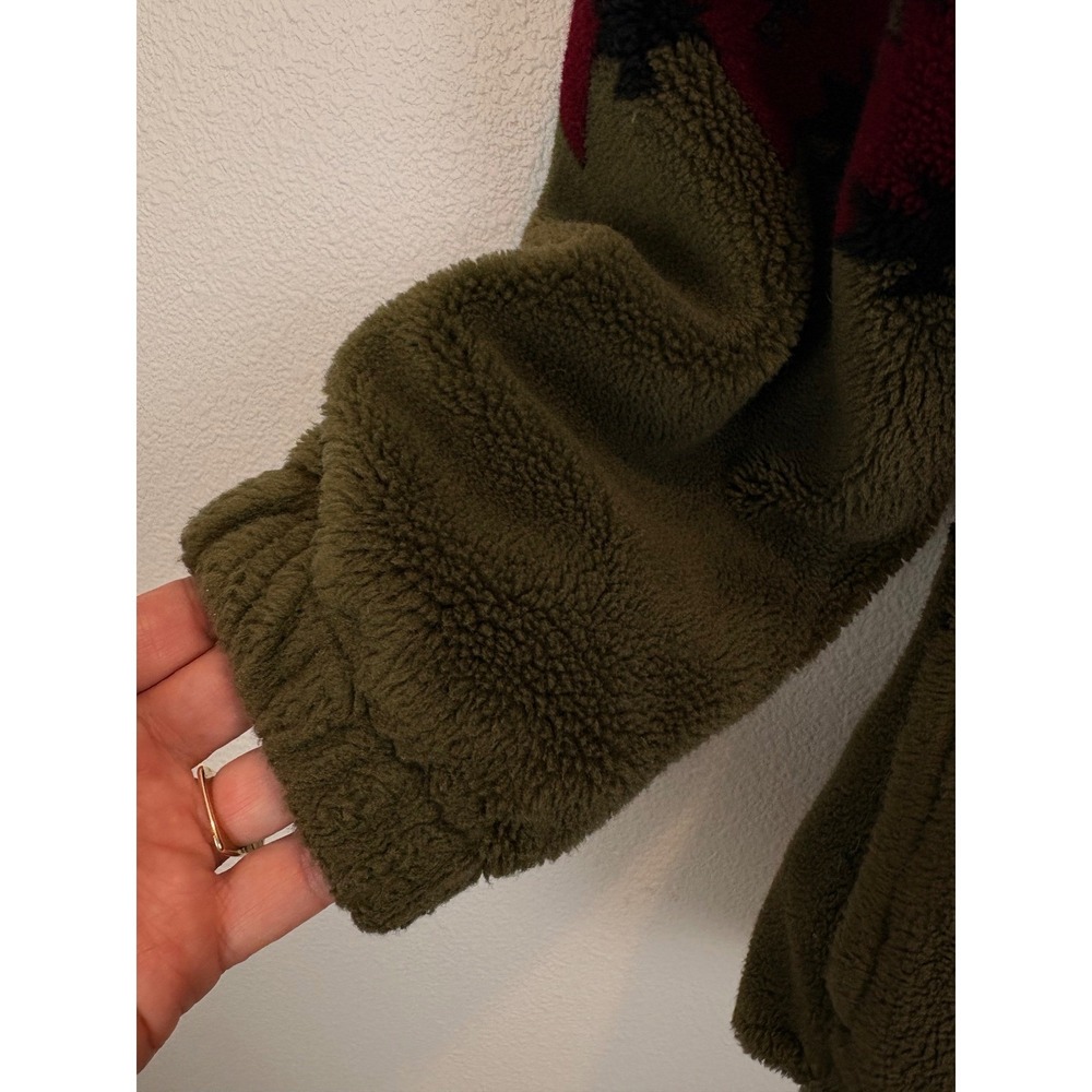 Cabela's Women Fleece Jacket Red Green Pine Tree Southwestern Cabin Outdoor L - Picture 4 of 9